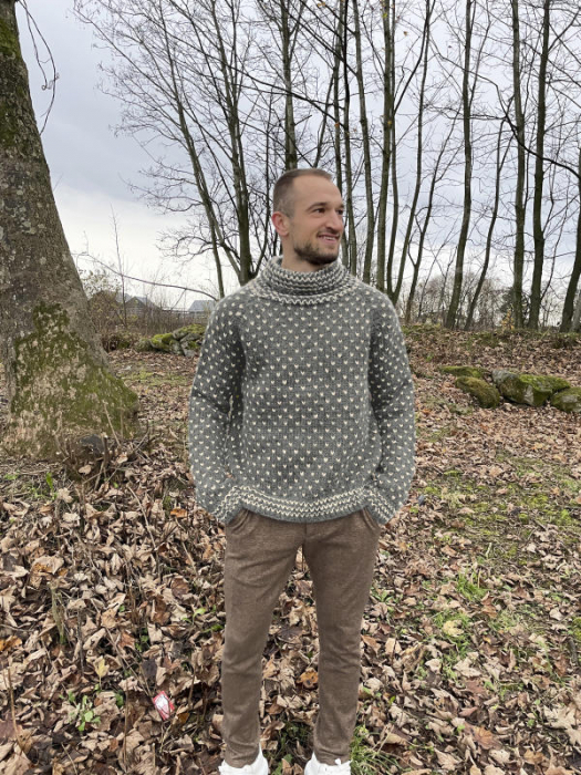 Gjestal - Thel Islender Genser Grå Melert & Natur 294-10C (Cortina Soft)